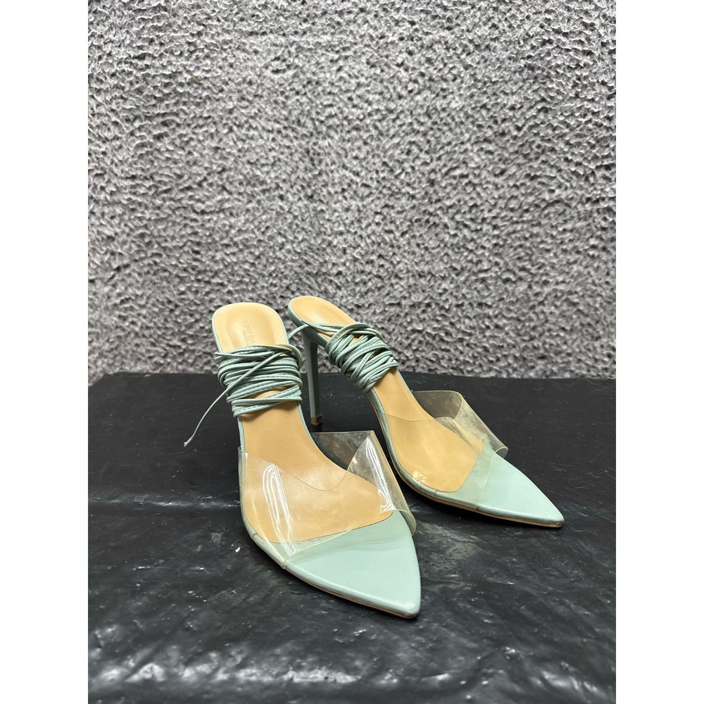 Tony Bianco Mistique Clear Vinylite Strappy Heels Mint Green Womens Size‎ 10 US